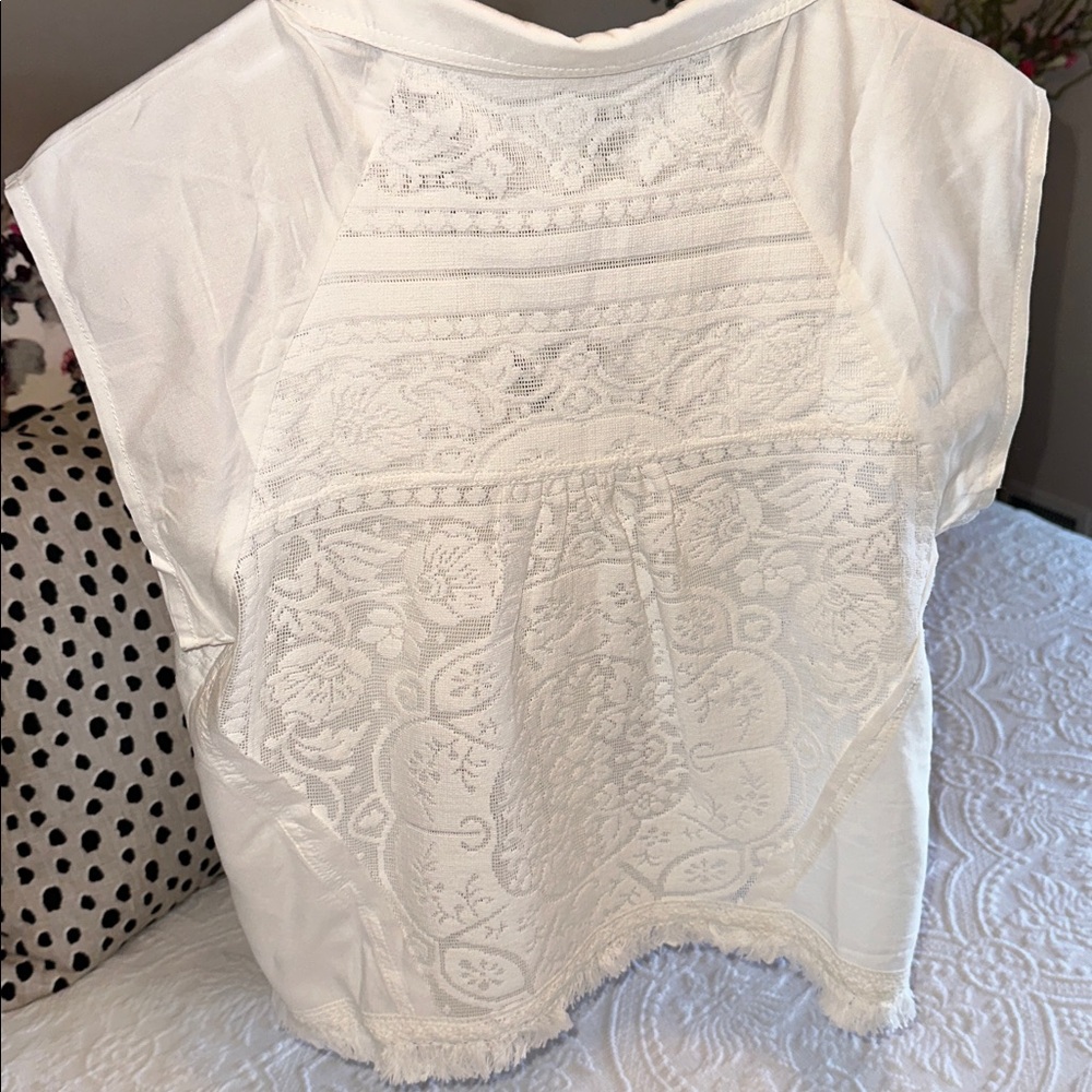 Anthropologie Pilcro Sleeveless Button-Front Lace Blouse size Small - Picture 6 of 8